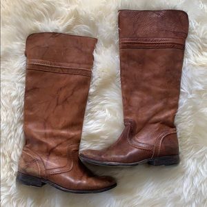Knee-high brown leather Frye boots